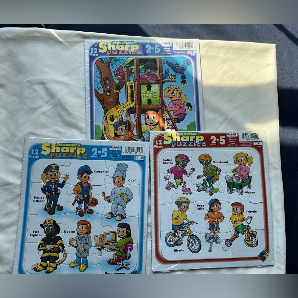 Vintage Lot of 3 Puzzle Patch Sharp Puzzles 1998 and 1999 USA
